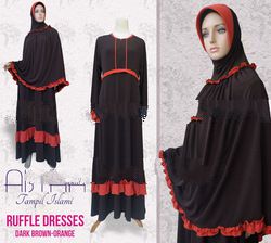 Ruffle Dresses Dark Brown - Orange 1 set