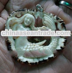 Bali Pendant Necklace From Deer Antler Hand Carving