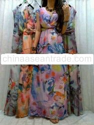 INDO09016 Chiffon Maxi Dress
