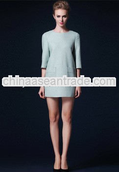 beautiful ladies elegant fashion formal winter wool dress AF721