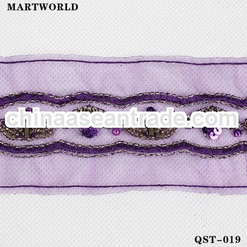 best seller purple sequined beaded tummy slimming belt(QST-019)