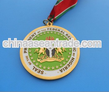 big gold medal large medal with ribbon