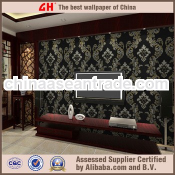 black and shiny flower wall paper wallpaper intalian style