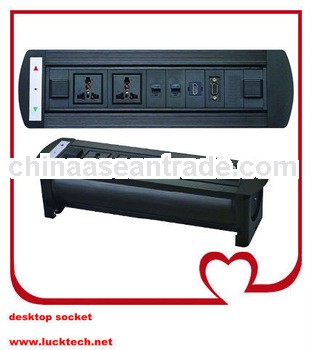 black motorized HDMI jack desktop socket