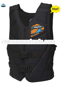 black moulded life jacket with two straps