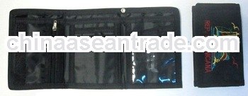 black polyester wallet with embroidery logo