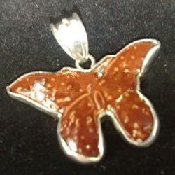 SS Pendant with Butterfly Dark Brown Glacier
