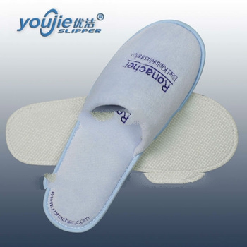 blue closed fancy embroidered mens velour slippers