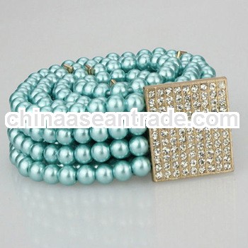 blue handicraft product four raw pearl belt