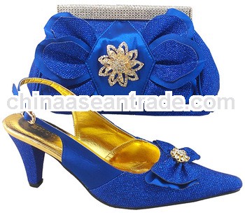blue ladies fashion matching shoes bag
