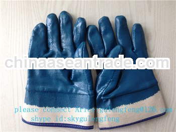 blue nitrile full coated safety gloves