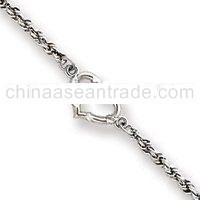 14k White Gold Rope with Heart Anklet-10 Inch