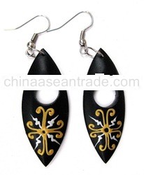Balinese Painted Wooden Earring