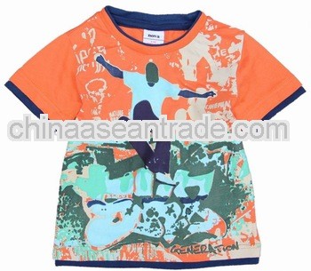 boy cotton printed jersey crew neck board t shirt nova kids C1643#Orange