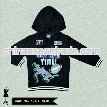 boys black printed hooded sweatshirt
