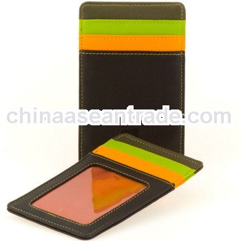 breast pocket Brown leather card holder