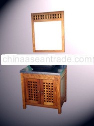 003 Teak Vanity with Copper Top cabinet
