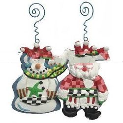 Set of 4 Artistic Snowman & Santa Claus Christmas Ornaments