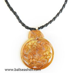 necklace carving shell with art flower symbol
