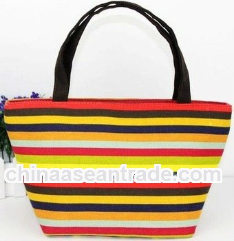 canvas strip printing foldable beach bag