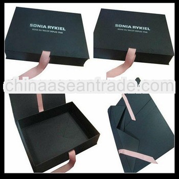 cardboard gift box with grosgrain ribbon