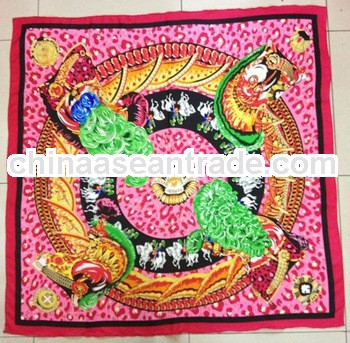 cheap fashion square silk printed twill scarf