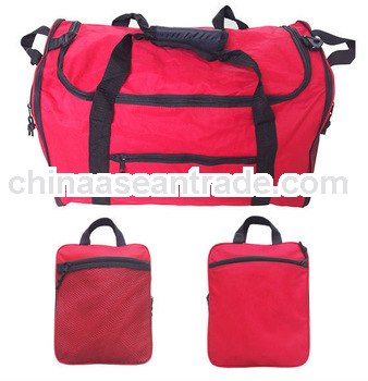 cheap polyester fold up travel bag /foldable sports bag manufacturer