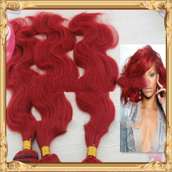 cheap wet and wavy red indian remy hair weave For sale