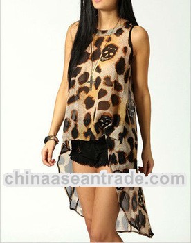 chinese clothing manufacturer animal skull print chiffon women tank top
