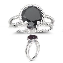 Black Diamond Ring in 14K White Gold