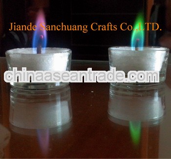 color flame fancy candle in glass