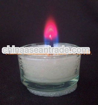 color flame tealight candle in glass jar