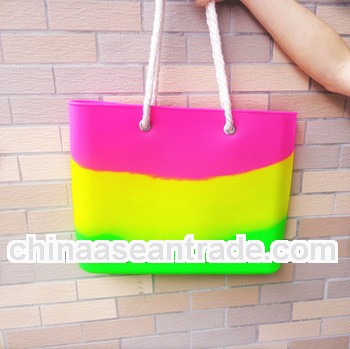 colorful silicone beach handbag, silicone fashion handbag