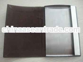 corporate gifts stainless steel business card holder with leather surface