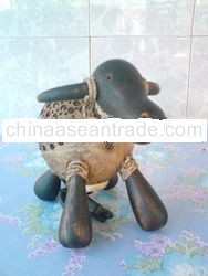 Thai hand made OTOP coconut shell lamp (Black Buffalo)