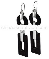 Wood And Silver Earrings