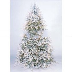 7.5' Flocked Hunter Fir Pre Lit Artificial Christmas Tree Clear Lights