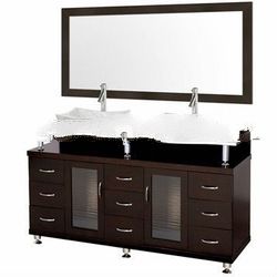 Accara 60" Double Bathroom Vanity - Espresso w/ White Carrera Marble Counter