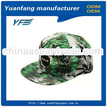 custom floral design embroidery flat bill snapback hats
