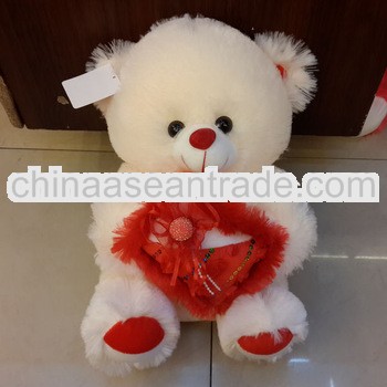 cute kids plush bear toy with red heart