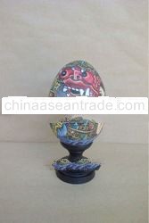 Wooden Duck Egg With "Barong Dance"