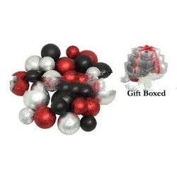 Pack of 27 Shatterproof Black, Red & Silver Christmas Ball Ornaments
