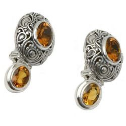 Sterling Silver Earing With Citrine