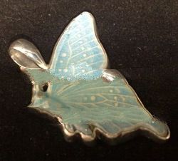 SS Pendant with Butterfly Light Blue Glacier
