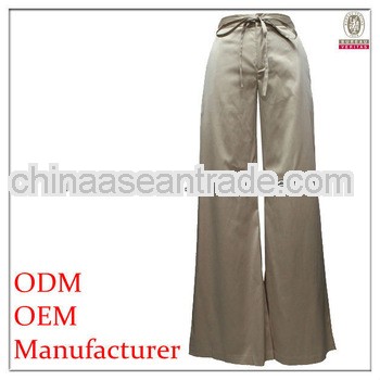 daily/casual shirred garment apparel with wide leg and tie for lady