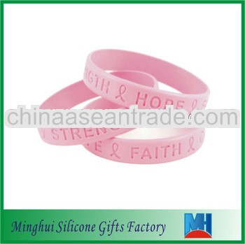 debossed rubber wristband for breast cancer