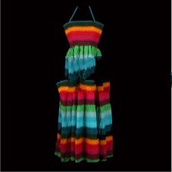 Fashion Polyester and Spandex Long Sun Color Stripe Dress