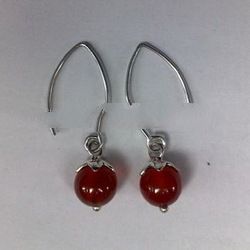 EHFMN04 - SS Teardrop Ear Hook with Carnelian Beads