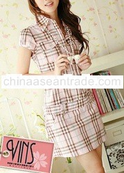 Japan Korea Fashion Cute Plaid Pattern Dress