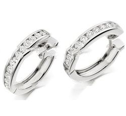 Hoop Earring 18K White Gold Diamond F IF 3EX